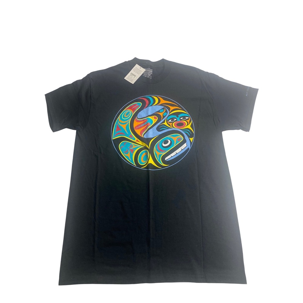 Native Northwest Whale T-Shirt Maynard Johnny Jr Indigenous Art Black Womens M‎